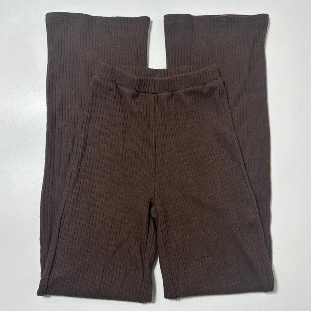 White Fox Ribbed Straight Leg Pants